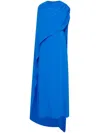 Oscar De La Renta Draped Silk-blend Georgette Gown In Blue
