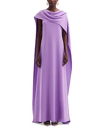 Oscar De La Renta Draped Georgette Gown In Purple