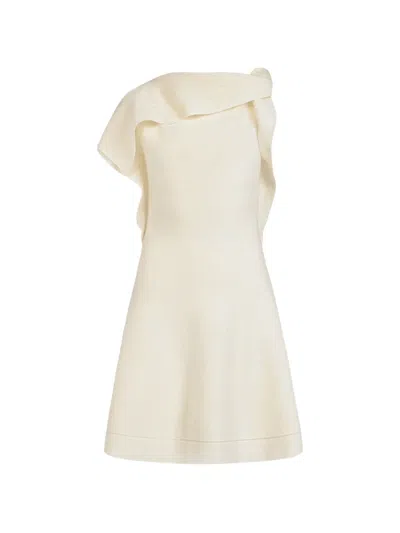 Oscar De La Renta Draped Knitted Mini Dress In Neutral
