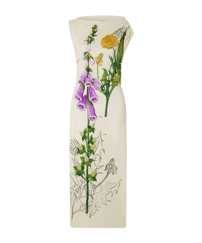 Oscar De La Renta Off-the-shoulder Foxglove Draped Jersey Maxi Dress In Multi