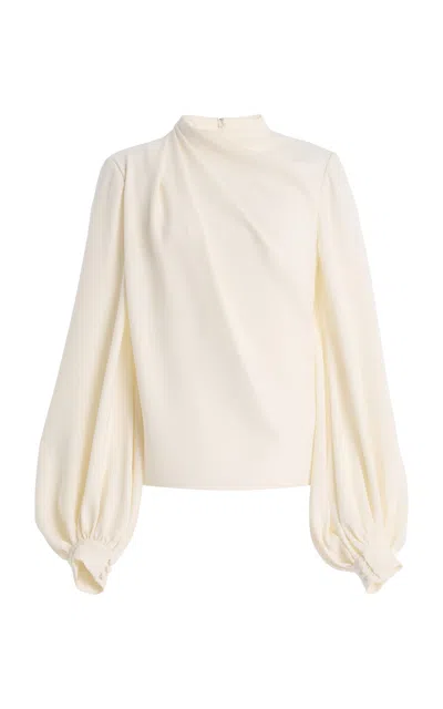 Oscar De La Renta Draped Silk-georgette Blouse In White