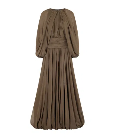 Oscar De La Renta Draped Silk-chiffon Gown In Green