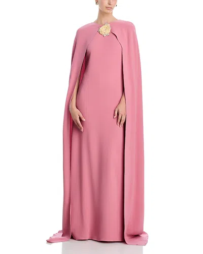 Oscar De La Renta Draped Sleeved Silk Blend Caftan Dress In Pink