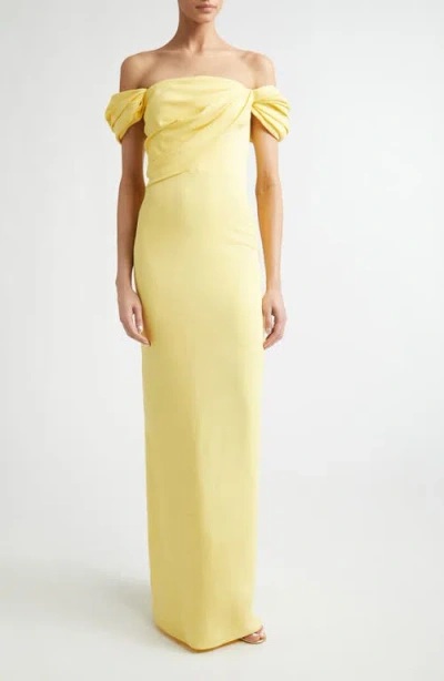 Oscar De La Renta Draped Stretch Cady Column Gown In Yellow