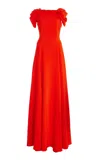 Oscar De La Renta Draped Stretch-cady Gown In Red
