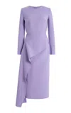 Oscar De La Renta Draped Stretch-wool Midi Dress In Purple