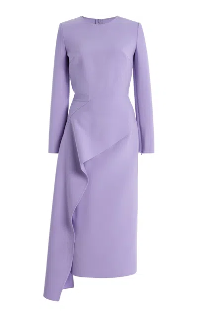 Oscar De La Renta Draped Stretch-wool Midi Dress In Purple