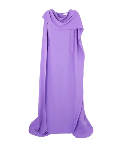 Oscar De La Renta Draped Stretch-silk Crepe Gown In Purple