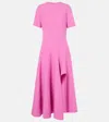Oscar De La Renta Draped Wool-blend Midi Dress In Blue