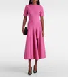 Oscar De La Renta Draped Wool-blend Midi Dress In Rosehip In Pink