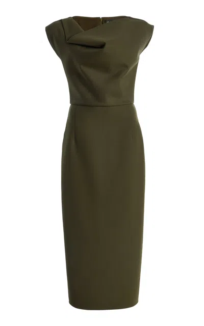 Oscar De La Renta Draped Wool-blend Midi Dress In Green