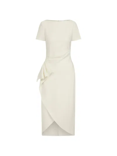 Oscar De La Renta Drape-detail Wool Dress In White