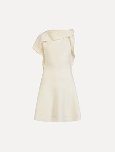 Oscar De La Renta Drape-detailed Knit Dress In White