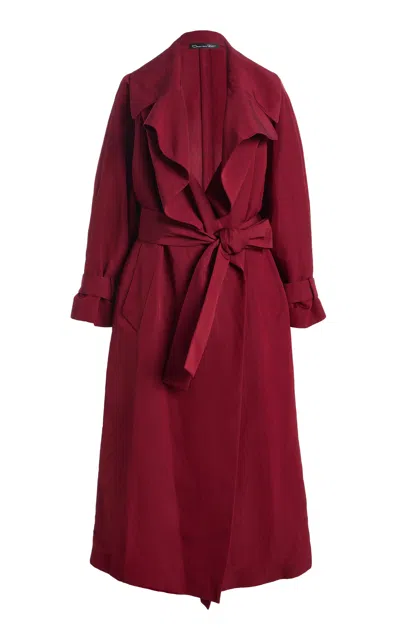 Oscar De La Renta Drapey Trench Coat In Burgundy