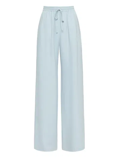 Oscar De La Renta Drawstring-waist Silk Pants In Blue