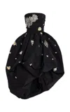 Oscar De La Renta Embellished Bubble-hem Silk Midi Dress In Black