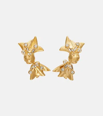 Oscar De La Renta Embellished Clip-on Earrings In Gold
