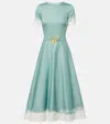 Oscar De La Renta Embellished Cotton-blend Poplin Midi Dress In Green