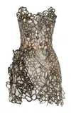 Oscar De La Renta Embellished Cutout Tulle Mini Dress In Black