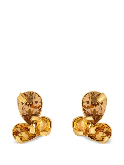 Oscar De La Renta Pear-cut Cluster Earrings In Gold