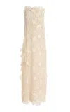 Oscar De La Renta Embellished Guipure Lace Gown In Off-white