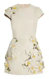 Oscar De La Renta Embellished Leather Mini Dress In Off-white