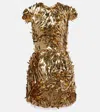 Oscar De La Renta Embellished Mesh Minidress In Gold