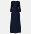 Oscar De La Renta Embellished Open-back Wool-blend Kaftan In Blue