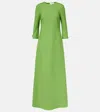Oscar De La Renta Embellished Open-back Wool-blend Kaftan In Green