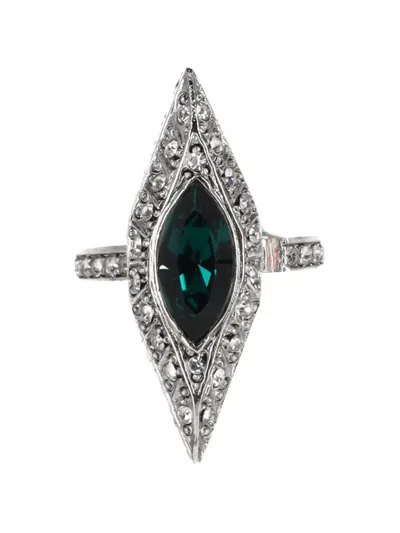 Pre-owned Oscar De La Renta Embellished Ring In Silver