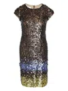 Oscar De La Renta Embellished Short-sleeved Dress In Multi