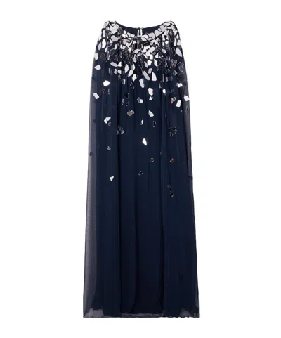 Oscar De La Renta Embellished Silk-chiffon Gown In Black
