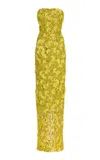 Oscar De La Renta Embellished Tulle Gown In Yellow