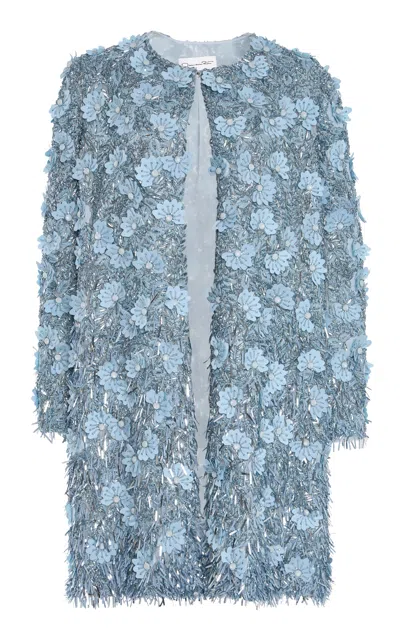 Oscar De La Renta Embellished Tulle Jacket In Blue