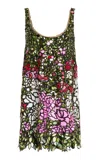 Oscar De La Renta Embellished Tulle Mini Dress In Multi