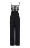 Oscar De La Renta Embellished Tulle-wool Bustier Jumpsuit In Black