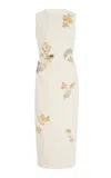 Oscar De La Renta Embellished Tweed Cocktail Dress In Neutral