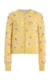 Oscar De La Renta Embellished Wool Cardigan In Yellow