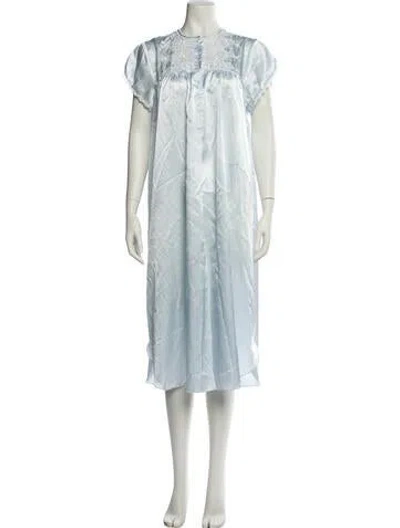 Pre-owned Oscar De La Renta Embroidered Accent Pajamas In Blue