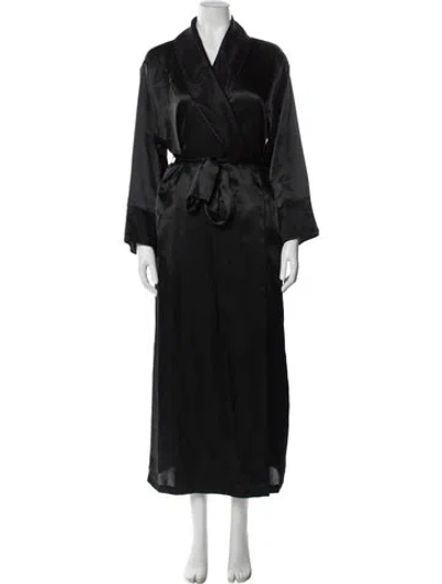 Pre-owned Oscar De La Renta Embroidered Accent Robe In Blue