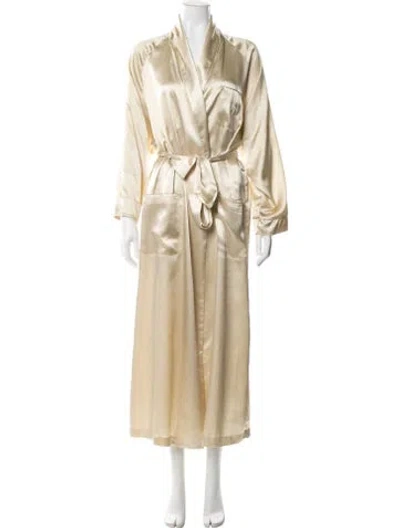 Pre-owned Oscar De La Renta Embroidered Accent Robe In Gold