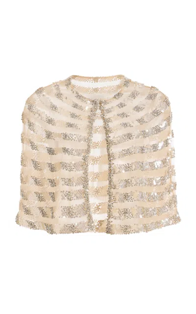 Oscar De La Renta Embroidered Cape In Neutral