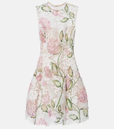 Oscar De La Renta Embroidered Cocktail Dress In Pink