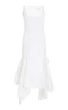 Oscar De La Renta Embroidered Cotton Midi Dress In White