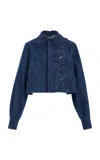 Oscar De La Renta Embroidered Denim Jacket In Blue