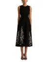Oscar De La Renta Embroidered Feather Jacquard Dress In Black