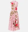 Oscar De La Renta Hibiscus Embroidered Sleeveless Floral Guipure Lace Midi Dress In Pink