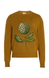 Oscar De La Renta Embroidered Jacquard Wool-cashmere Sweater In Brown
