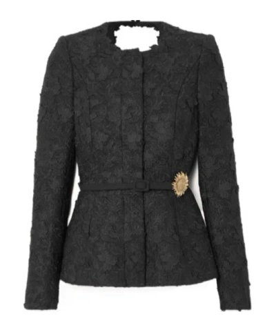 Oscar De La Renta Embroidered Lace Coat In Black