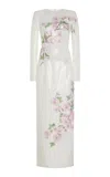 Oscar De La Renta Embroidered Sequined Gown In Ivory